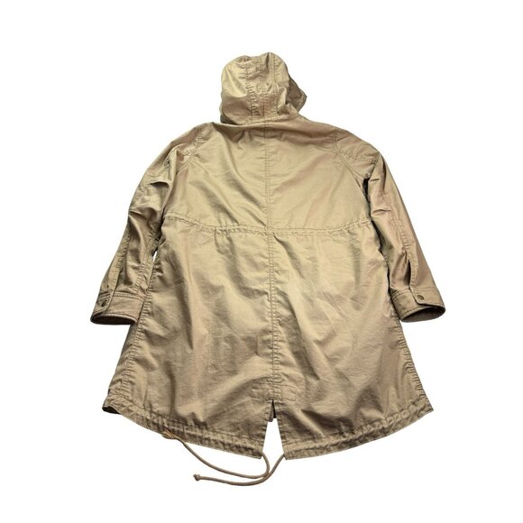 Uniqlo Womens Hooded Rain Coat Utility Jacket Size S Tan Water Resistant - Picture 4 of 9